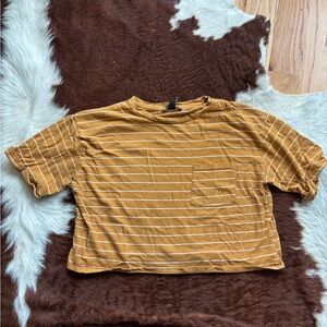 F21 Yellow and White Striped Crop Top